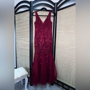 Ever Pretty Wine Red Sequin Maxi Dress